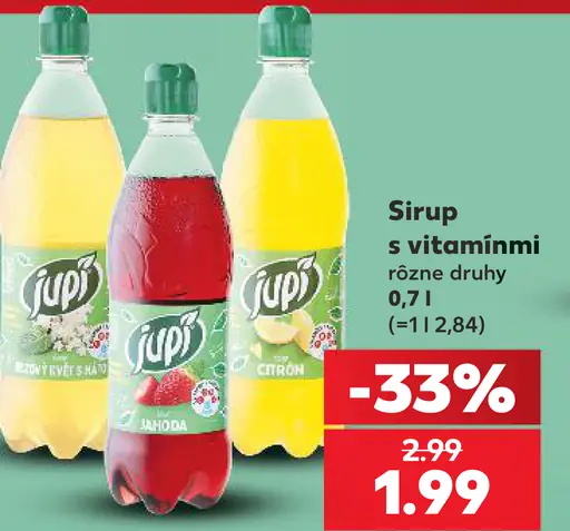 Jupí sirup s vitamínmi, rôzne druhy