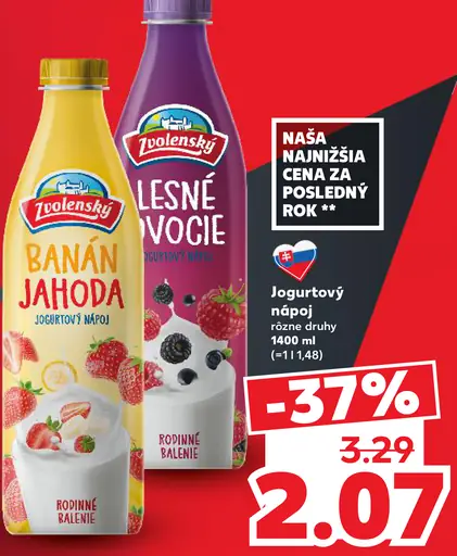 Zvolenský jogurtový nápoj – Banán jahoda, Lesné ovocie