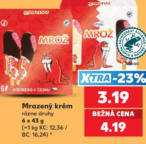 Mrož mrazený krém – rôzne druhy