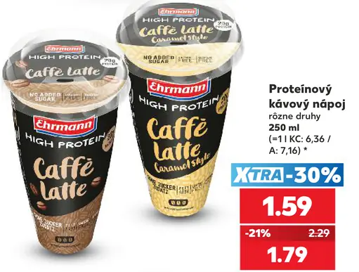 Ehrmann High Protein Caffè Latte, proteínový kávový nápoj, rôzne druhy