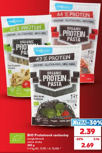 Maxsport BIO organické bezlepkové proteínové cestoviny, rôzne druhy: Green Soybean Fettuccine, Black Bean Spaghetti