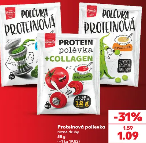 Semix proteínová polievka, rôzne druhy