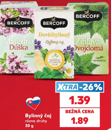 Bercoff bylinný čaj rôzne druhy