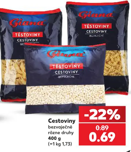 Giana cestoviny bezvaječné rôzne druhy