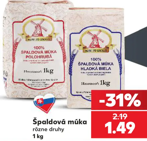 K-Classic špaldová múka, rôzne druhy