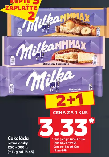 Čokoláda rôzne druhy Milka
