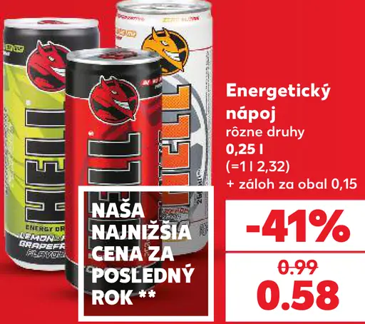 Energetický nápoj rôzne druhy