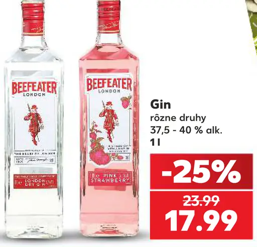Beefeater gin a Beefeater Pink Strawberry gin, rôzne druhy