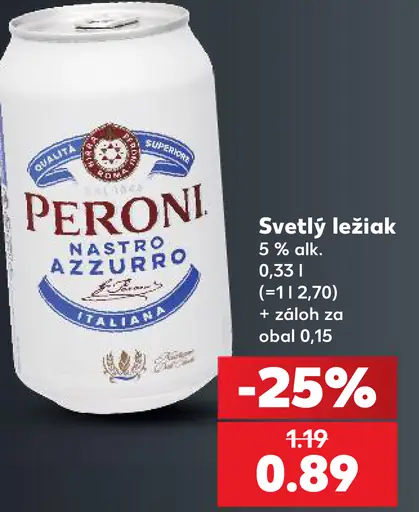 Peroni Nastro Azzurro svetlý ležiak 5 % plechovka