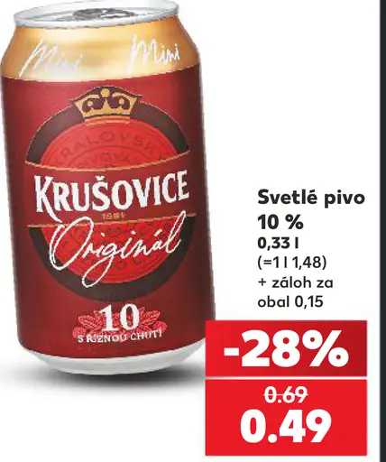 Krušovice Originál svetlé pivo 10 % plechovka