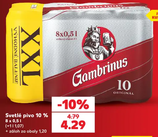 Gambrinus Originál 10 pivo výčapné svetlé plechovka