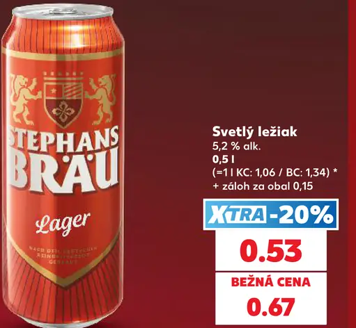 Stephans Bräu Lager plechovka, svetlé ležiakové pivo 5,2 % alkoholu