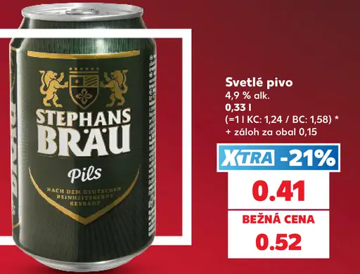 Stephans Bräu Pils plechovka, svetlé pivo 4,9 % alkoholu
