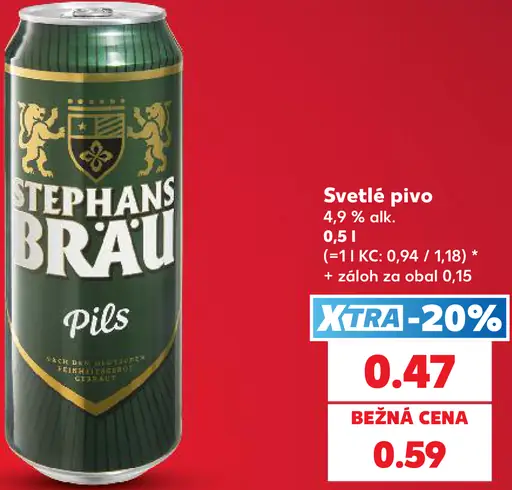 Stephans Bräu Pils plechovka, svetlé pivo 4,9 % alkoholu