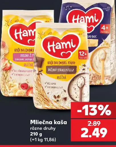 Hami mliečna kaša rôzne druhy
