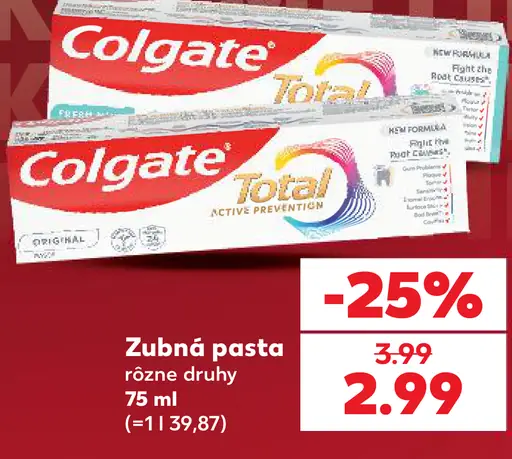 Colgate zubná pasta, vybrané druhy