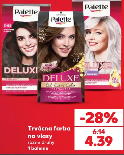 Palette farba na vlasy rôzne druhy