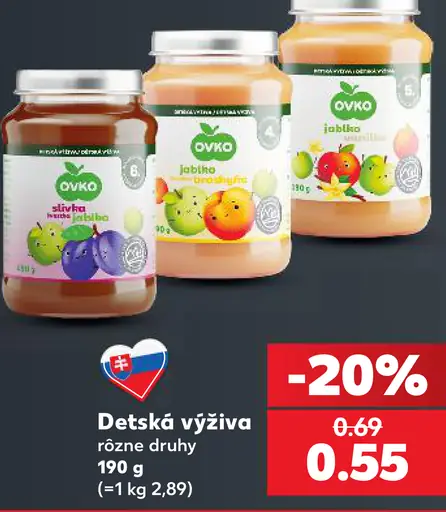 OVKO detská výživa rôzne druhy