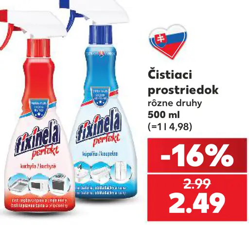 Fixinela čistiaci prostriedok, rôzne druhy
