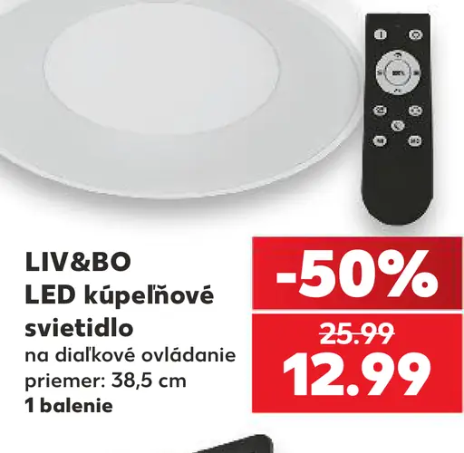 LIV&BO LED kúpeľňové svietidlo s diaľkovým ovládaním, 38,5 cm