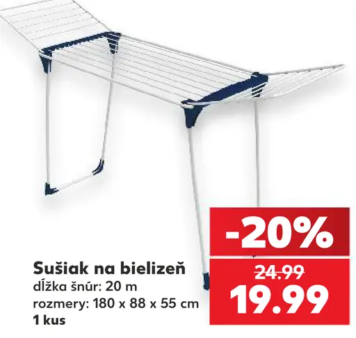 Sušiak na bielizeň, dĺžka šnúr 20 m