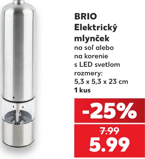BRIO Elektrický mlynček na soľ a korenie