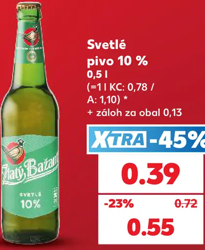 Zlatý Bažant 10% svetlé výčapné pivo