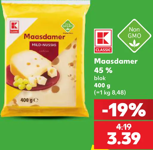 K-Classic Maasdammer syr 45 % plátky