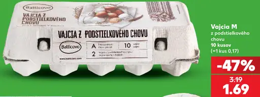 Balticovo vajcia z podstielkového chovu, veľkosť M