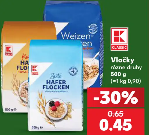 Vločky, rôzne druhy