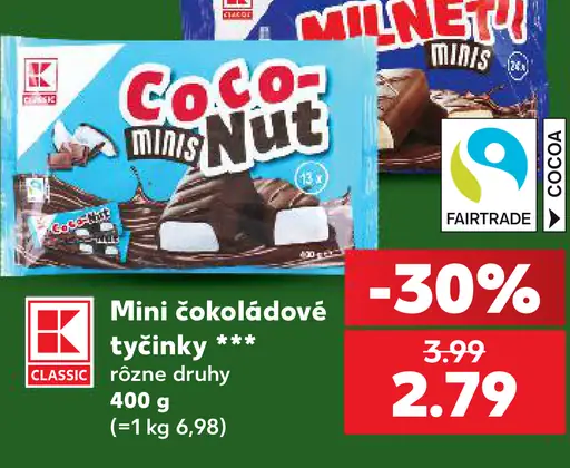 Mini čokoládové tyčinky – Coco minis Nut a Milnet minis