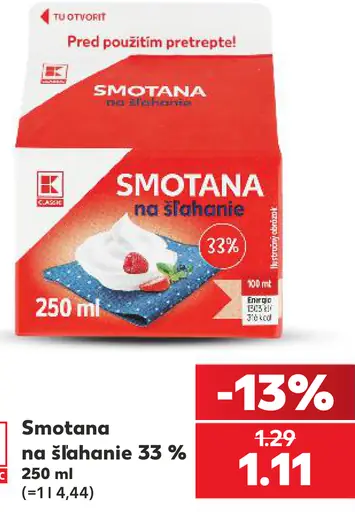 K-Classic Smotana na šľahanie 33 %
