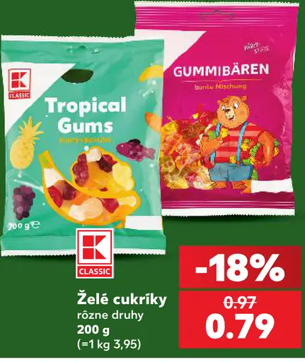 K-CLASSIC Želé cukríky rôzne druhy