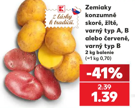 Z lásky k tradícii zemiaky konzumné skoré, žlté, varný typ A, B alebo červené, varný typ B
