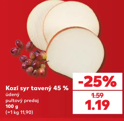 Kozí syr tavený 45% údený