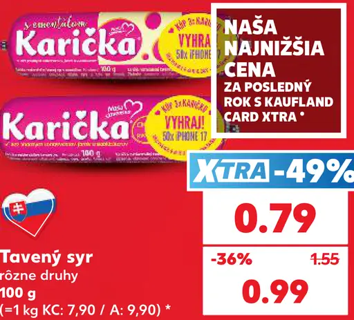 Karička Tavený syr rôzne druhy