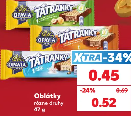 Opavia Tatranky, rôzne druhy oblátok