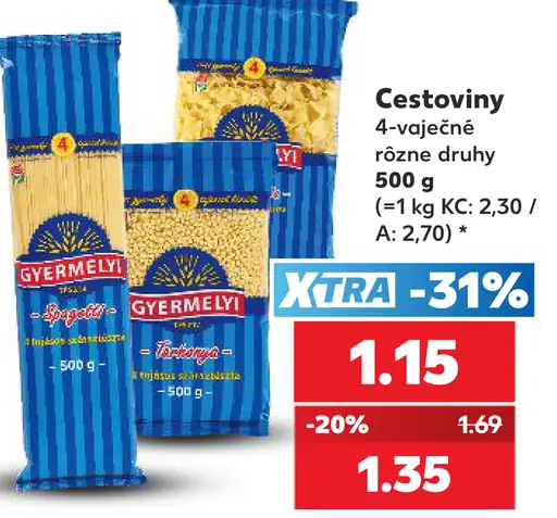 Gyermelyi 4-vaječné cestoviny rôzne druhy