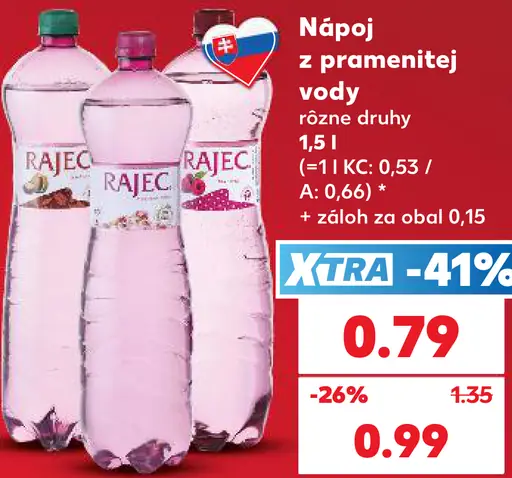 Rajec nápoj z pramenitej vody rôzne druhy