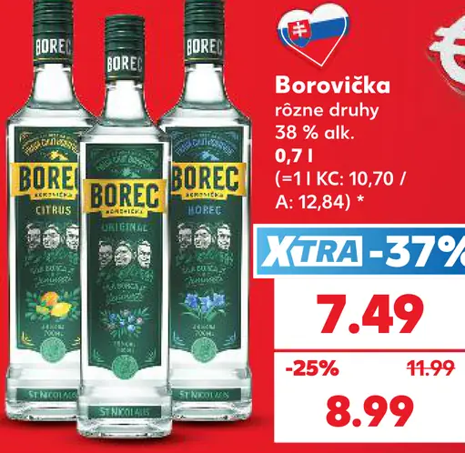 Borec borovička, rôzne druhy, 38 % alkoholu