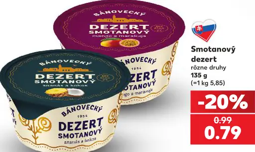 Bánovecký smotanový dezert ananás a marakuja, mango a marakuja