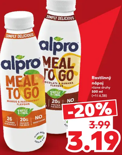 Alpro Meal to Go Mango & Passionfruit a Chocolate & Banana Flavour
