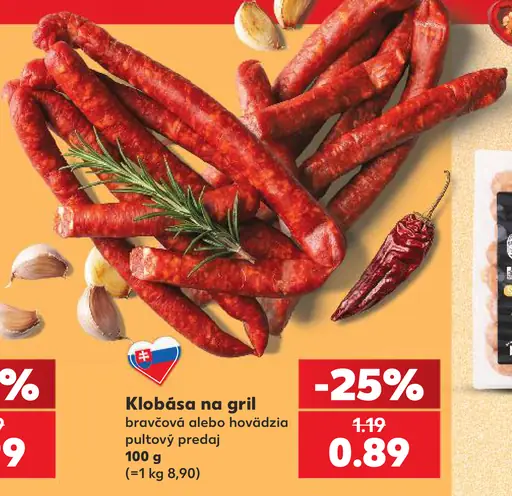 Klobása na gril, bravčová alebo hovädzia