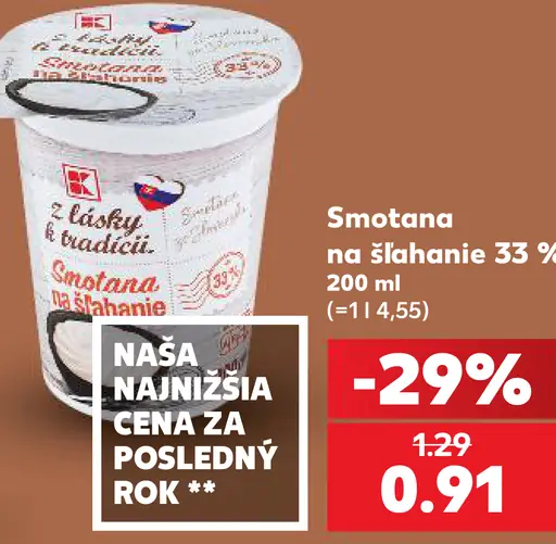Smotana na šľahanie 33%