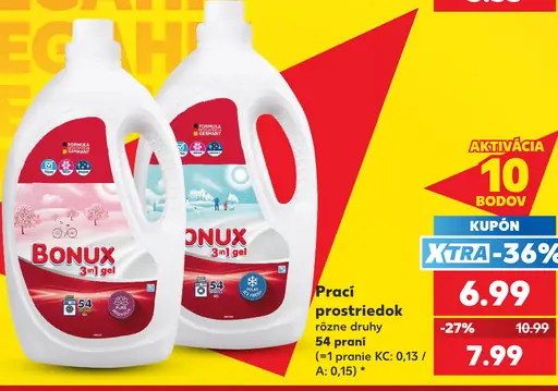 Bonux prací prostriedok 3 v 1 gél, rôzne druhy