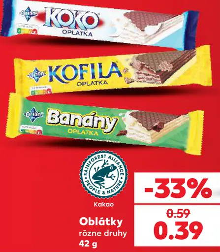 Orion oplátky Koko, Kofila a Banány