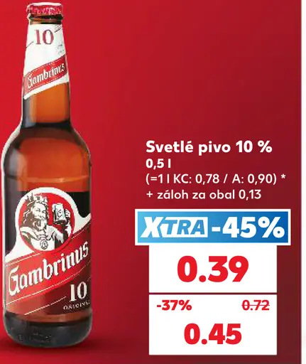 Gambrinus Svetlé pivo 10 % plechovka