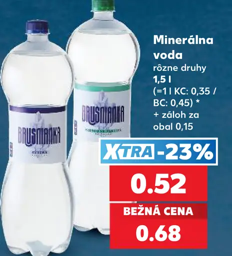 Brusnianka minerálna voda, rôzne druhy