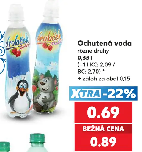 Drobček ochutená voda, rôzne druhy
