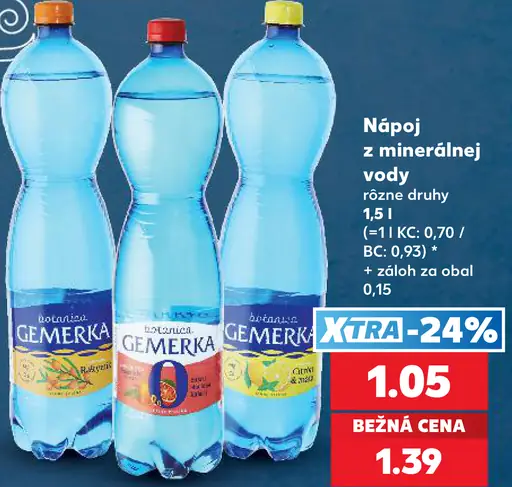 Gemerka nápoj z minerálnej vody, rôzne druhy